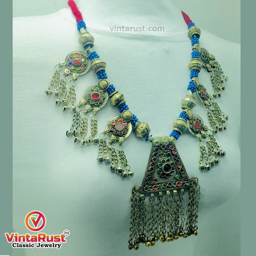 Vintage Pendant Necklace with Dangling Bells