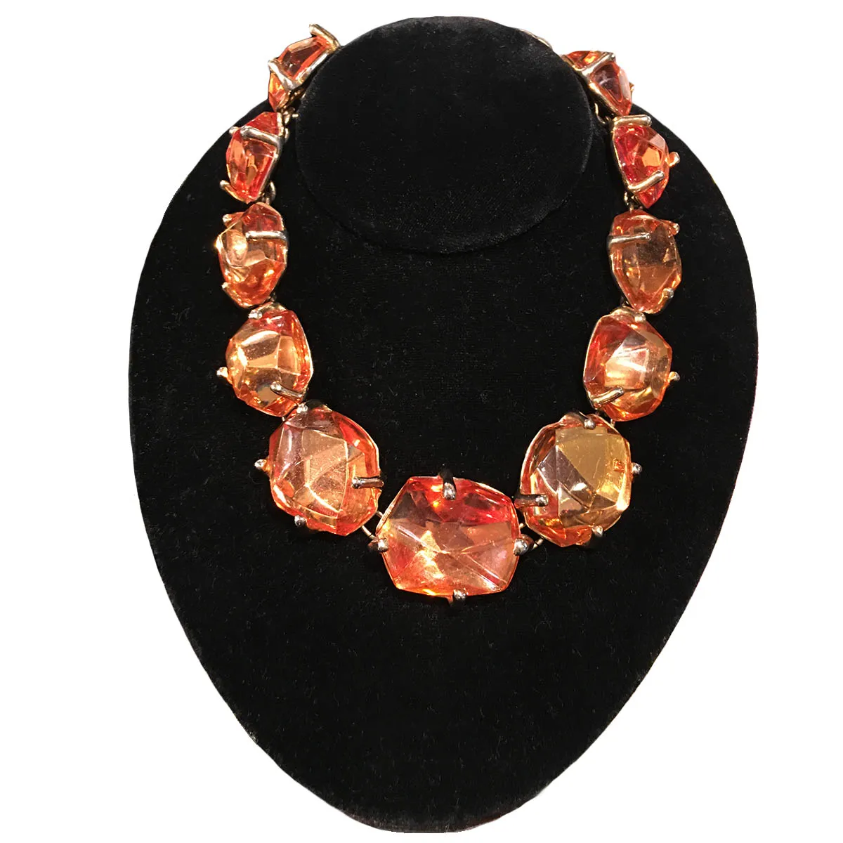 Vintage "YSL" Graduated Amber/ Resin Nugget Necklace c.1980