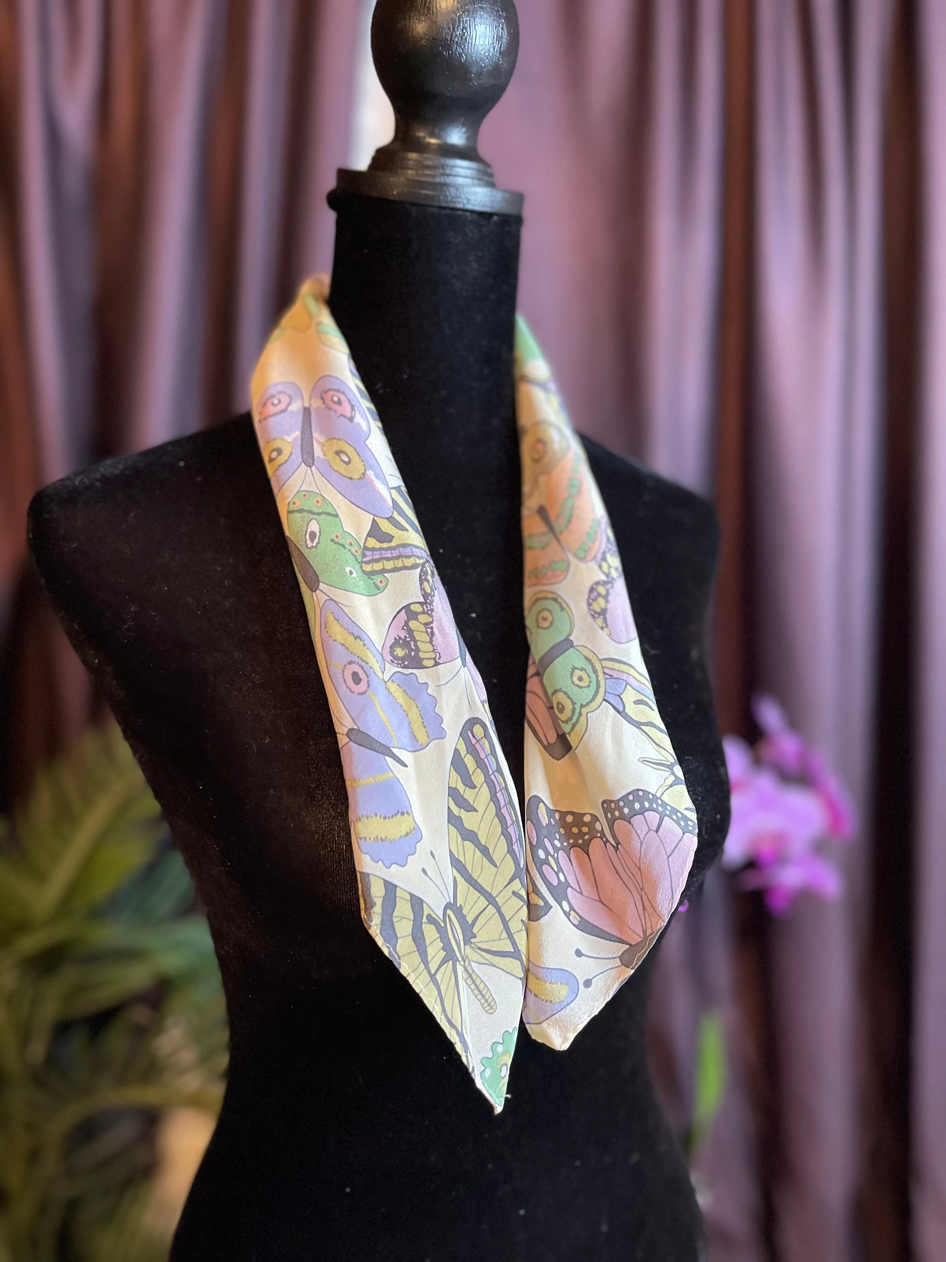 Vintage Silk Butterfly Scarf