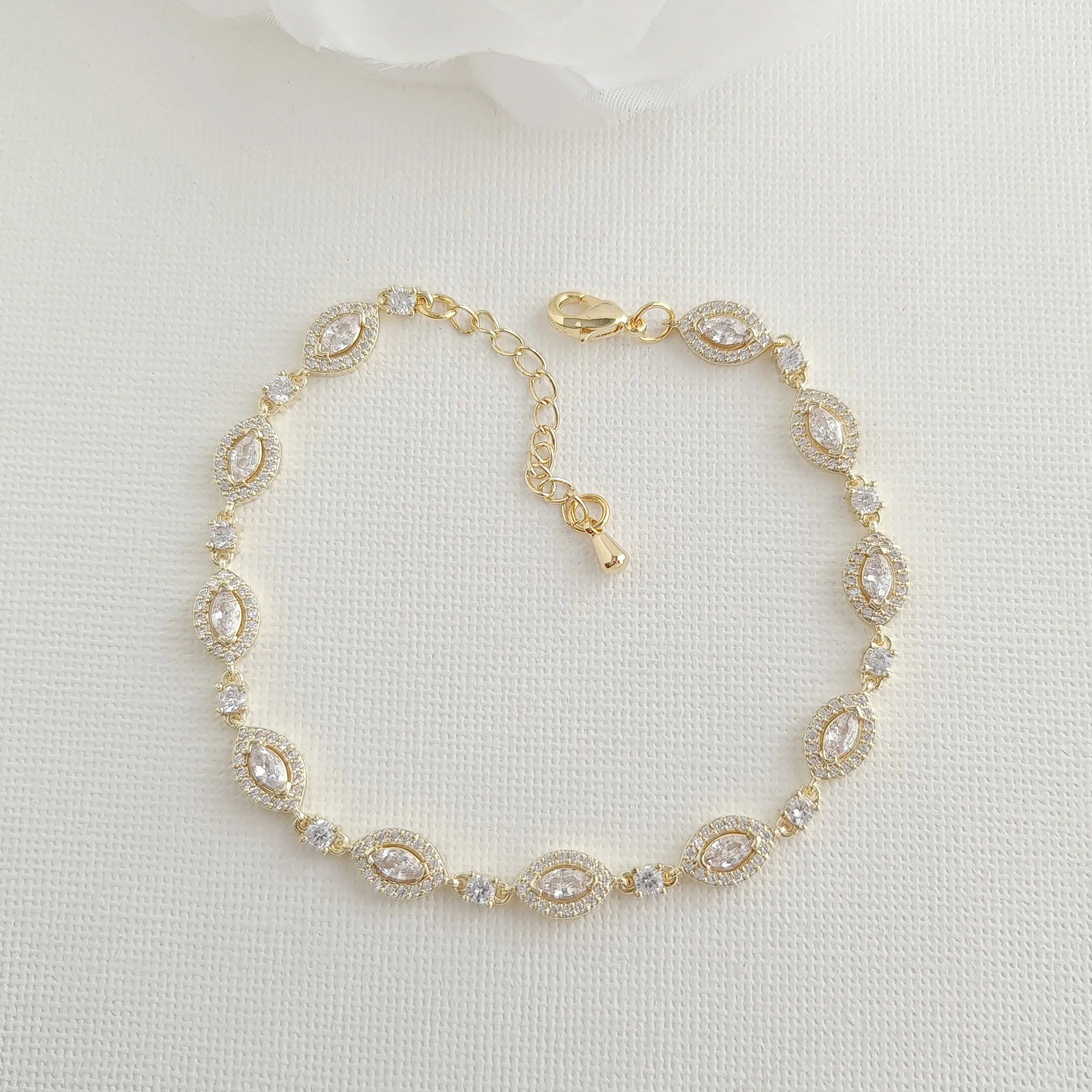 Wedding Gold Bracelet for Bride- Abby