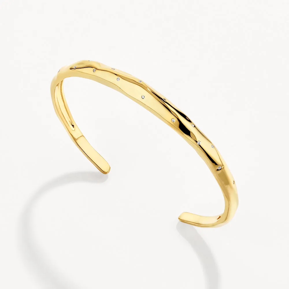 White Zircon Polka Dot Bangle in Gold