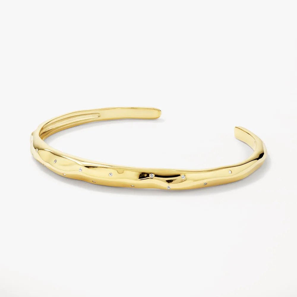 White Zircon Polka Dot Bangle in Gold