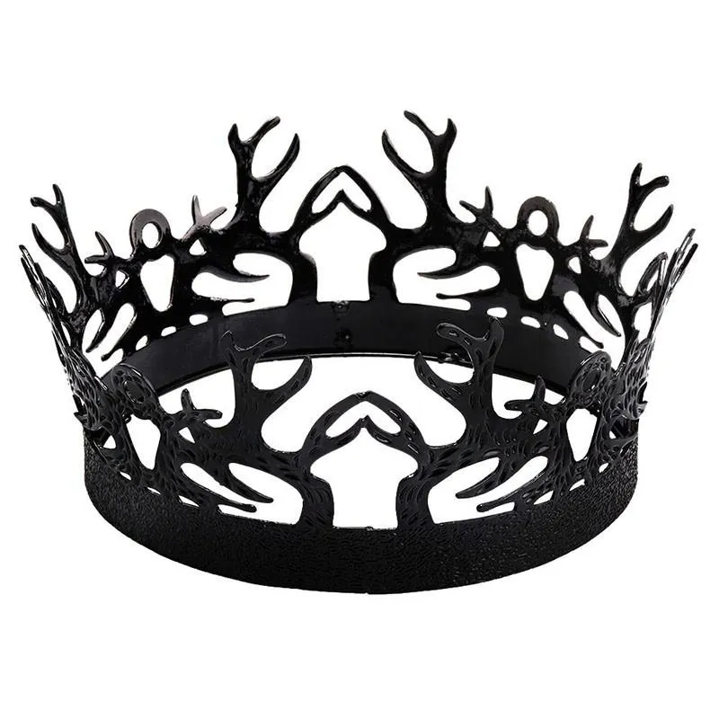 Witch Tiara Royal Men Round Black Crown King Hair Accessory