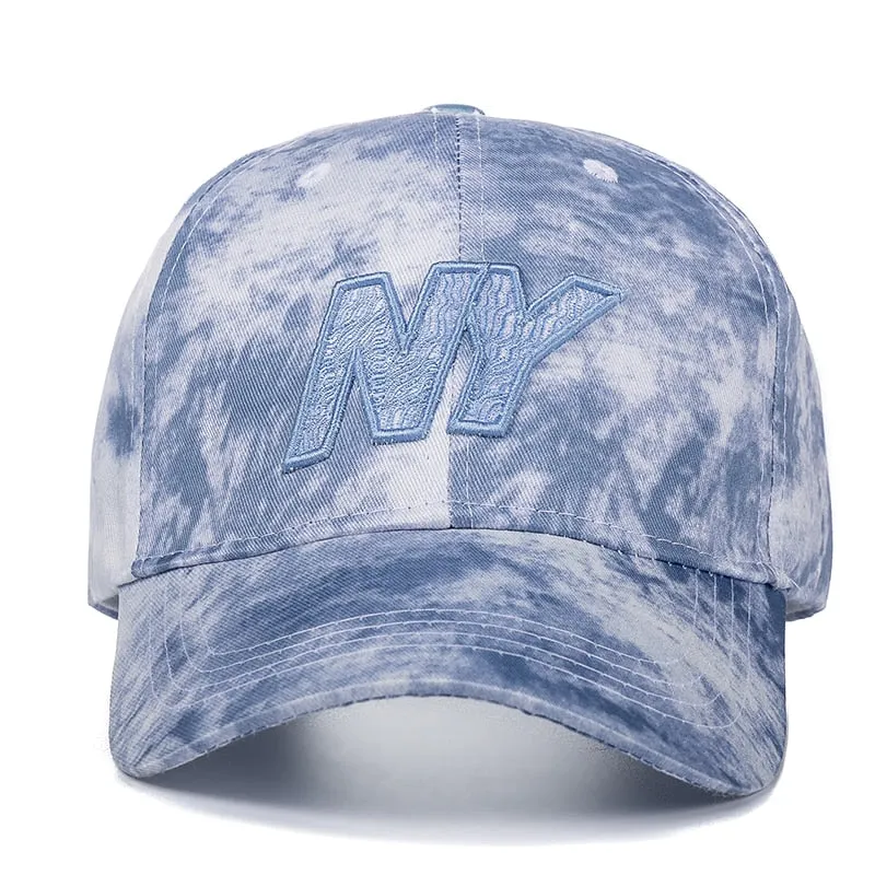 Women Summer Cloud Pattern NY Letter Embroidery Cotton Baseball Cap Casual Adjustable Hats For Women Outdoor Fashion Cap