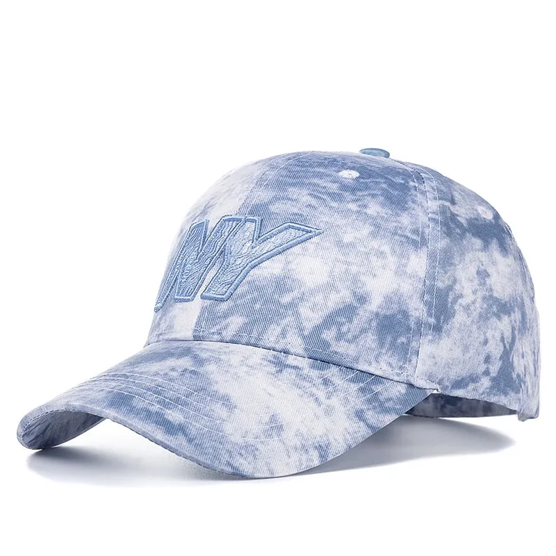 Women Summer Cloud Pattern NY Letter Embroidery Cotton Baseball Cap Casual Adjustable Hats For Women Outdoor Fashion Cap