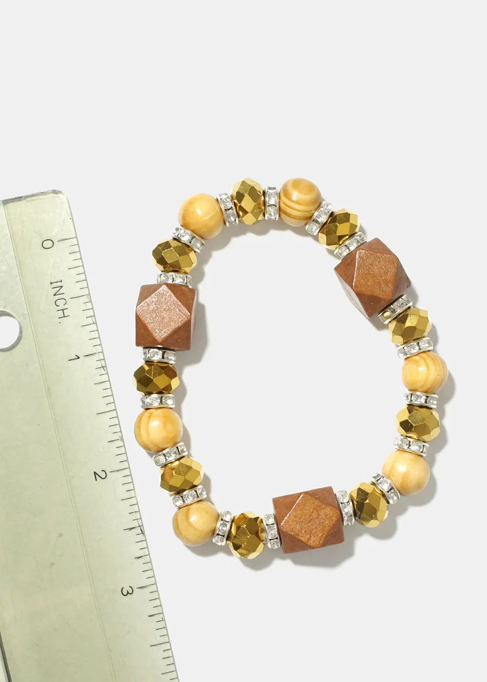 Wooden Bead with Rhinestone Bracelet