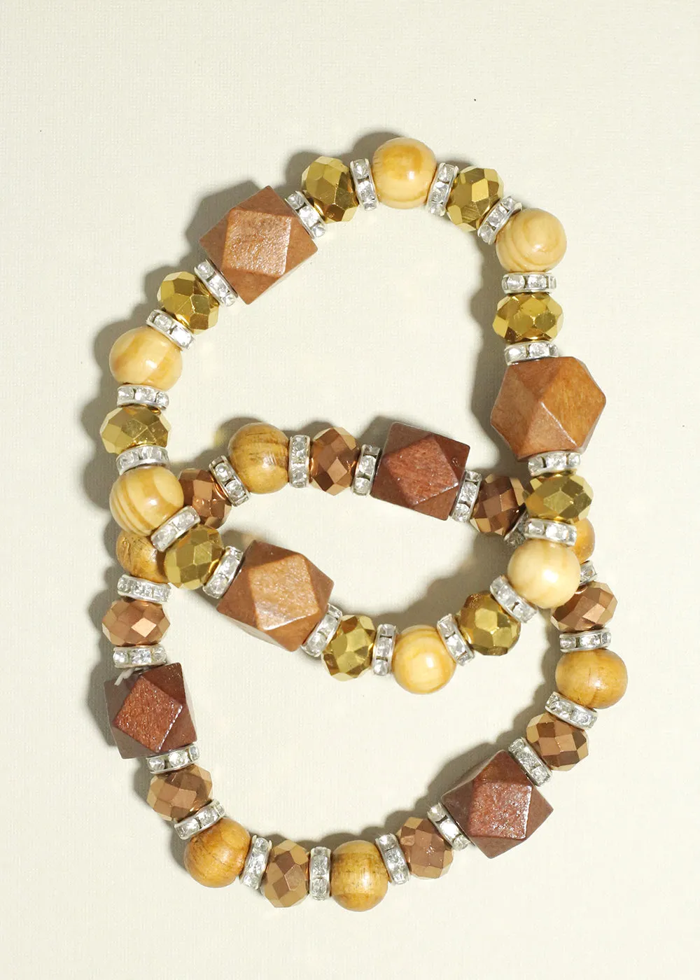 Wooden Bead with Rhinestone Bracelet