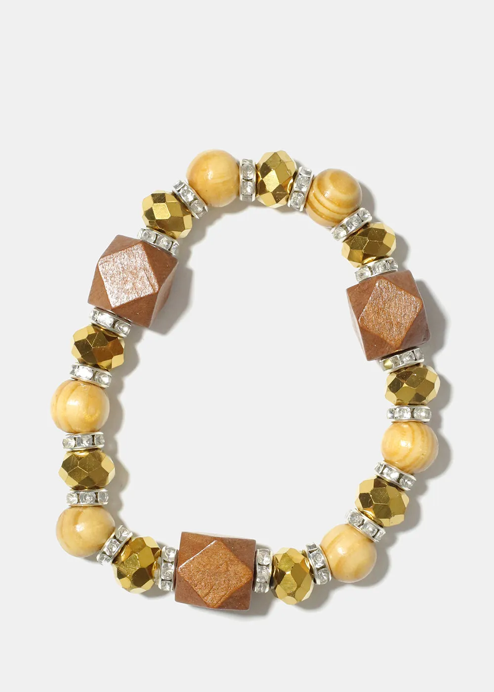 Wooden Bead with Rhinestone Bracelet