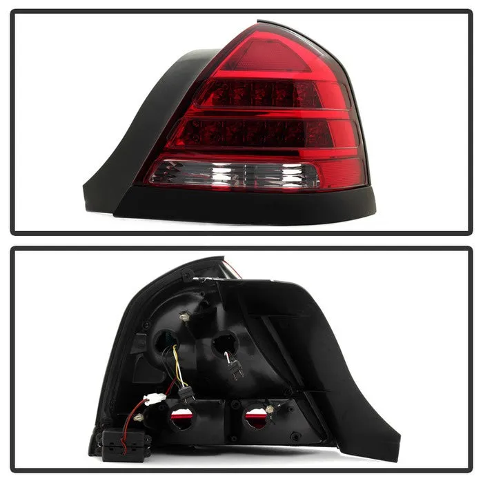 Xtune LED Tail Lights Ford Crown Victoria (98-11) [Police Interceptor Style] Chrome Housing | Red Lens