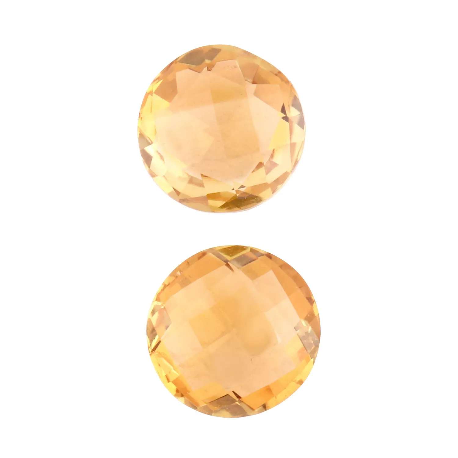 Yellow Citrine Checker Cut Briolette Round (Pair)