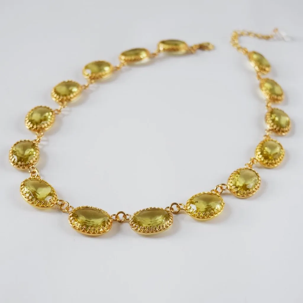 Yellow Crown-set Riviere Necklace - Large Oval