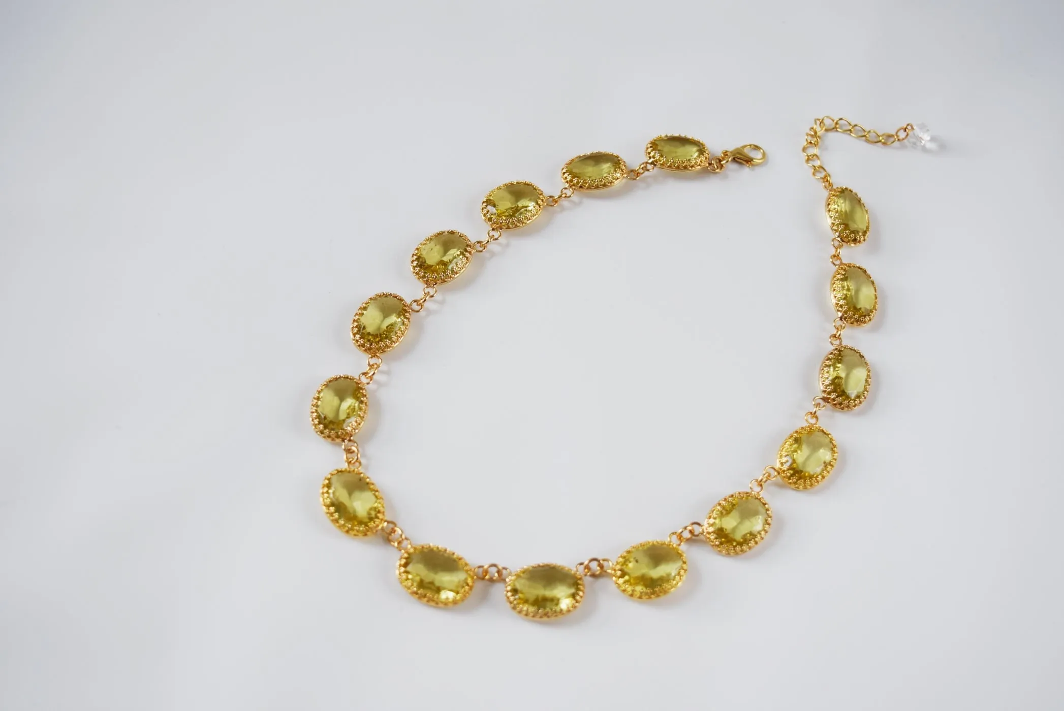 Yellow Crown-set Riviere Necklace - Large Oval