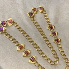 Yves Saint Laurent Long gold chain with dichroic glass