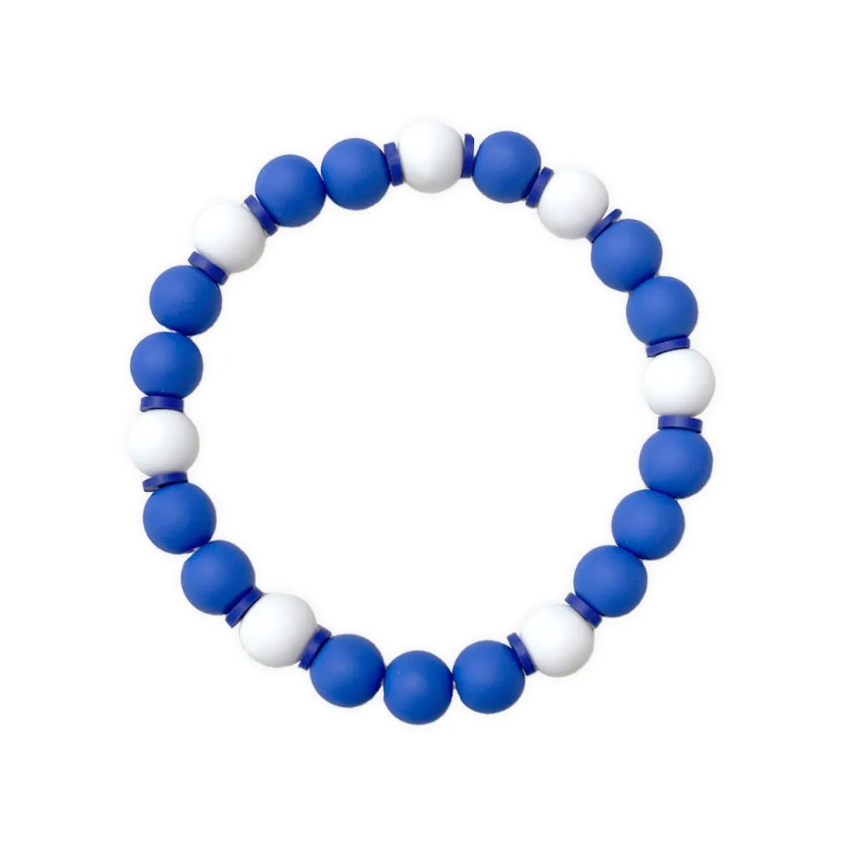 ZPB Blue White Matte Rubber Coated Bead Bracelet